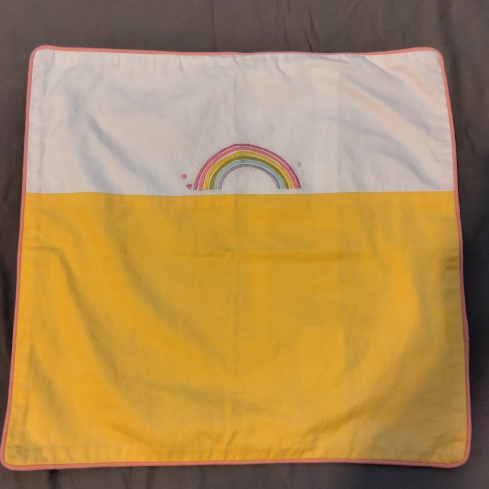 BNWOT Pottery Barn Kids Embroidered Rainbow 16" Accent Pillow Cover